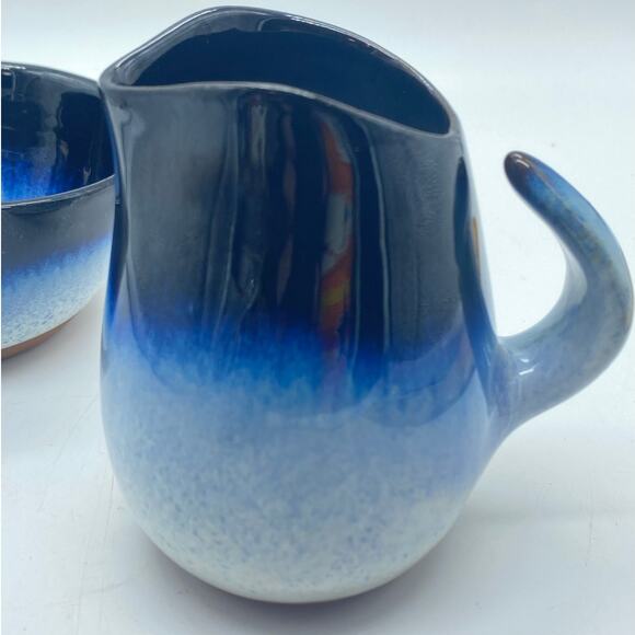 Peter Pots MCM Vtg. 60s Mid Century Modern PETER POTS Creamer & Sugar Set Blue - Picture 2 of 9